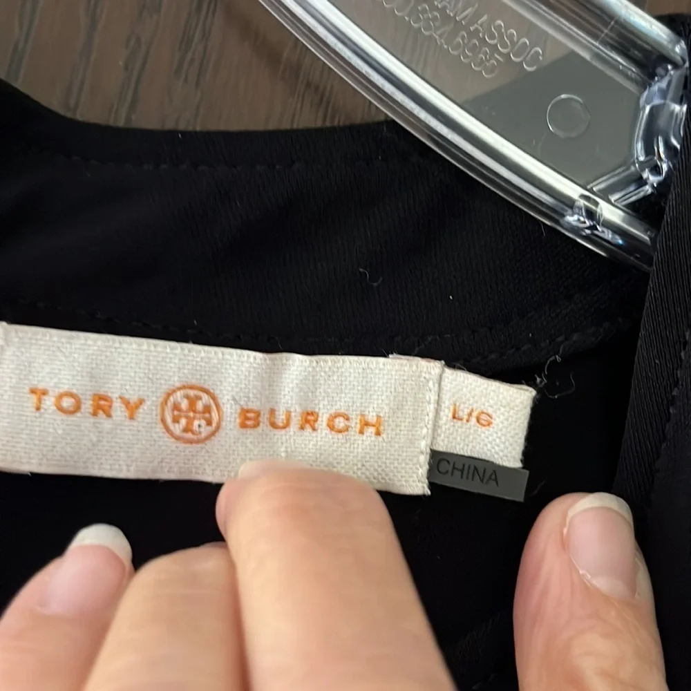 Tory Burch black, sleeveless long dress. Size Large. 100% Viscose.
